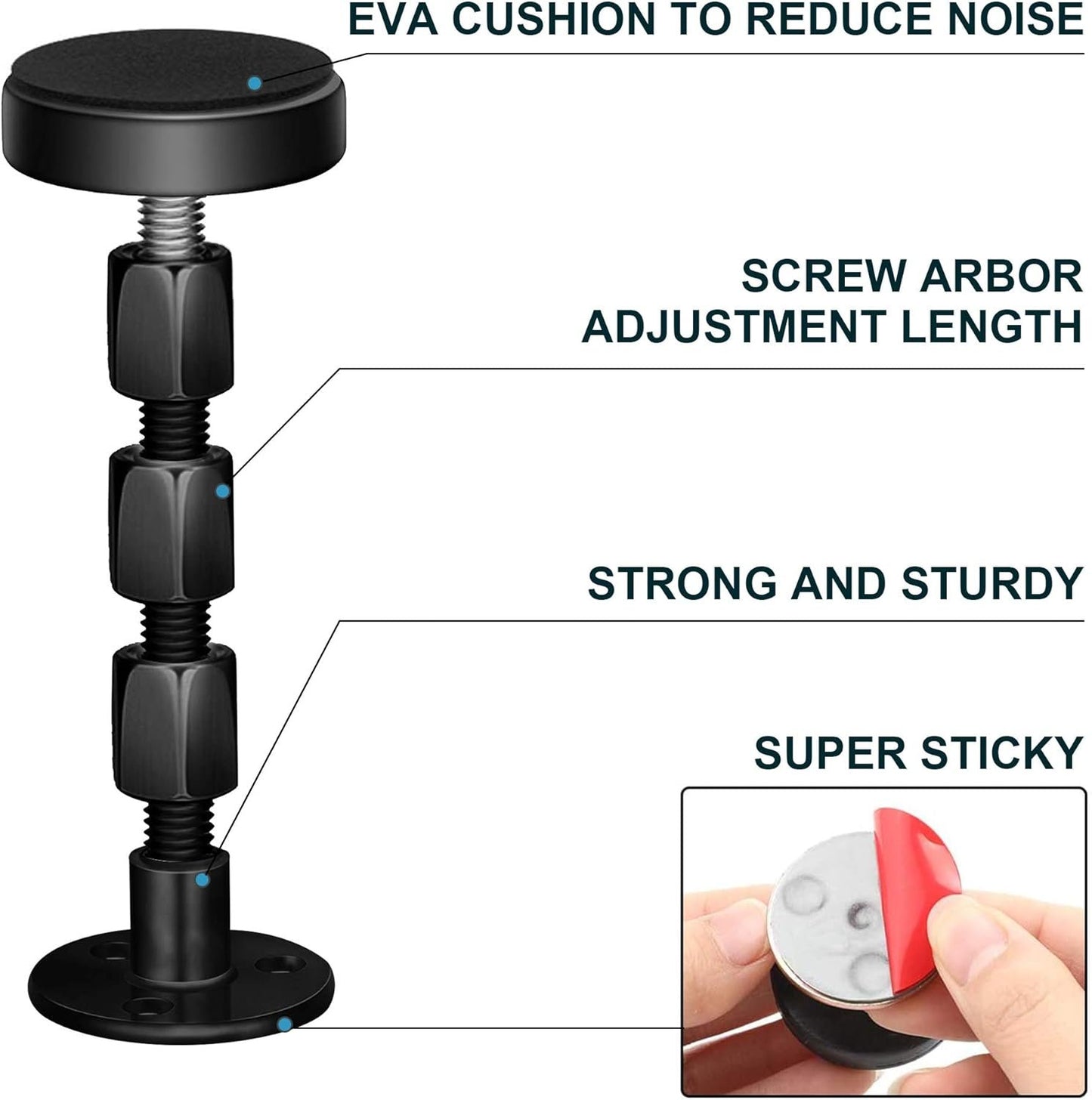 Neadbuddy 2PCS Black Adjustable Bed Frame Anti-Shake Tool, Headboard Stoppers with Free Furniture Pads and Screws, No More Creaking, Protect The Wall from Banging, Easy to Install (1.18-4.72in)