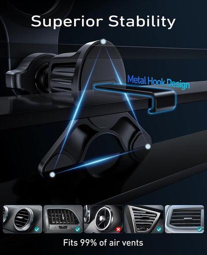 odbowuge Mag-Safe Car Mount with Triangle Hooks - Fits iPhone 16 Pro Max, Super-Stable Magnetic Phone Holder for Magsafe iPhone 12/13/14/15 Pro Max Plus All Phones