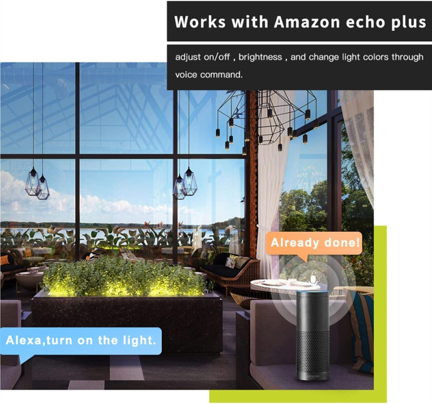 USMCPQVXN Smart Wifi+Ble Led Flood Light Outdoor Waterproof Garden Spotlight Rgb+W+C Colorful Lighting Work with Compatible with Alexa Compatible with Home/220V 50W/Rgb W C