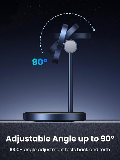 UGREEN 2-in-1 Qi MagFlow Wireless Charger, MagSafe Charging Stand, with 1M USB-C Cable for iPhone 16/15/14/13/12 Series and AirPods Series (No AC Adapter)