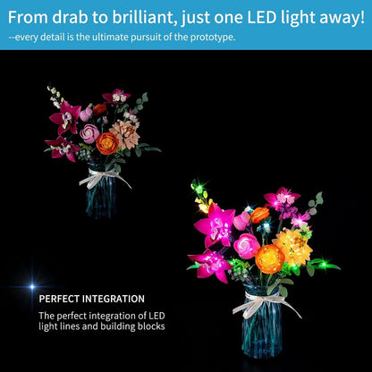 BrickSoul Led Light Kit for Leg0 10342 Botanicals Pretty Pink Flower Bouquet Building Set
