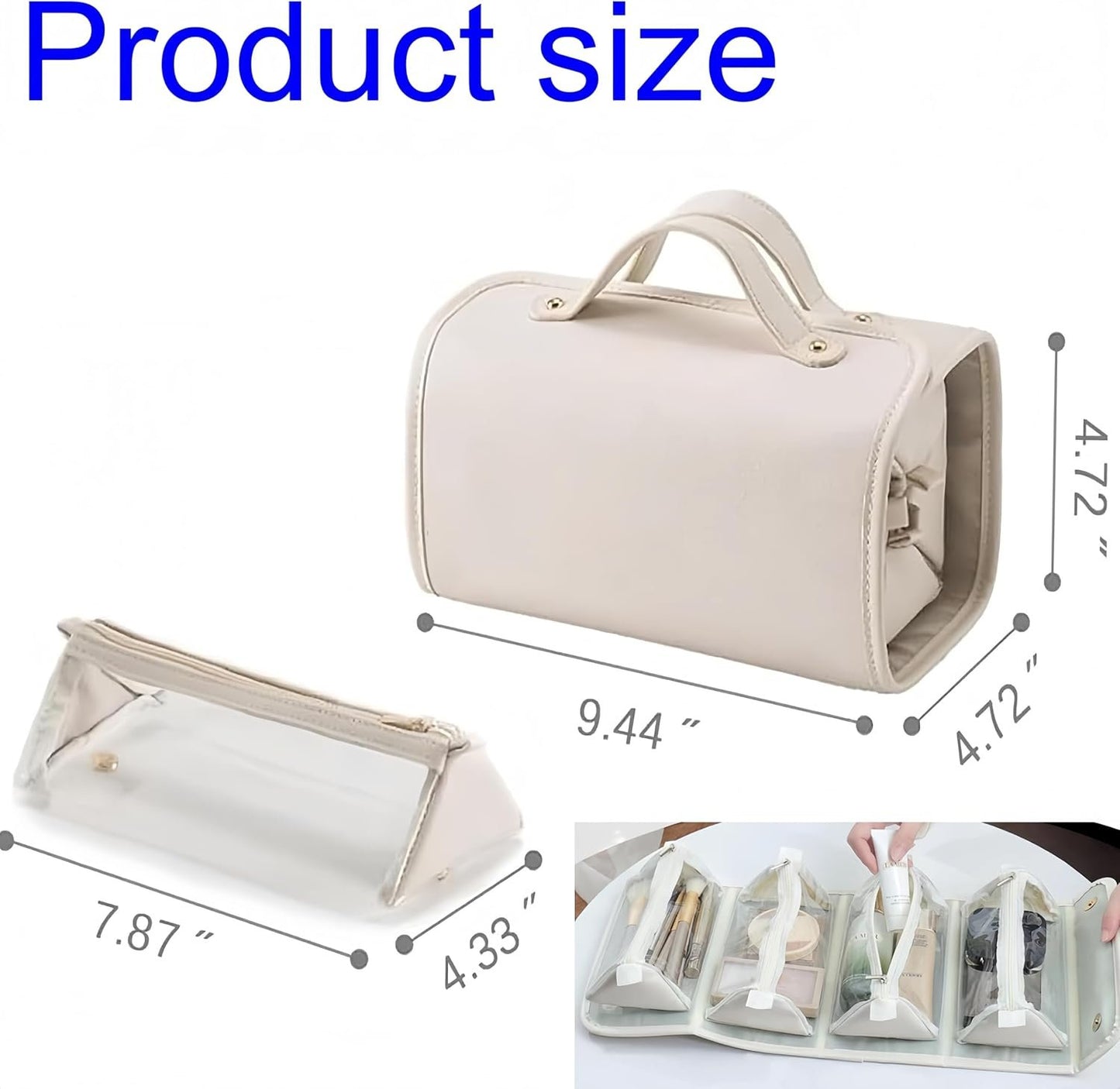 FeBohao Travel Toiletry Bag 4 Detachable Clear Multi Compartment Hanging Toiletry Bag Women Waterproof Foldable Travel Bag Wash Accessories Makeup Bag