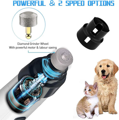 Dog Nail Grinder, Quiet 2-Speed Adjustable Cat Nail Trimmer, Ricaricabile Pet Grooming Tool, 5,51 x 1,38 x 1,38 Inches for Hygiene, Relaxing and Cleaning, White Black