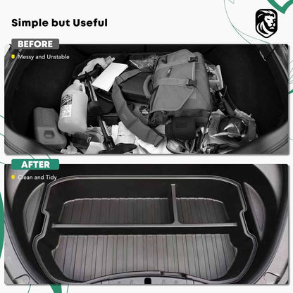 YHTAUTO Front Trunk Organizer Compatible with Tesla Model 3 2021 2022 2023 Accessories, Waterproof Frunk Storage Bins Organizer Front Trunk Storage Box - Black