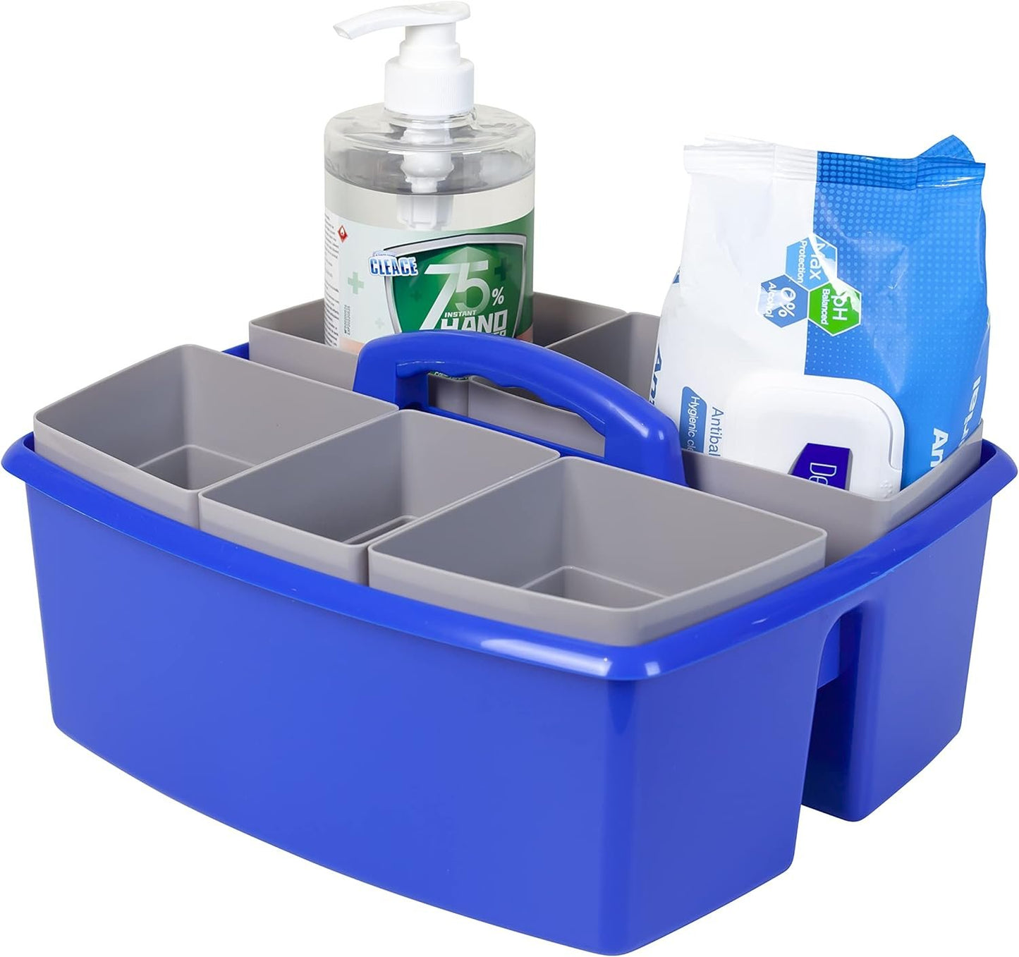 Storex 00985U02C Large Caddy with Sorting Caddy, 13 x 11 x 6.38 Inches, Blue, 2-Pack