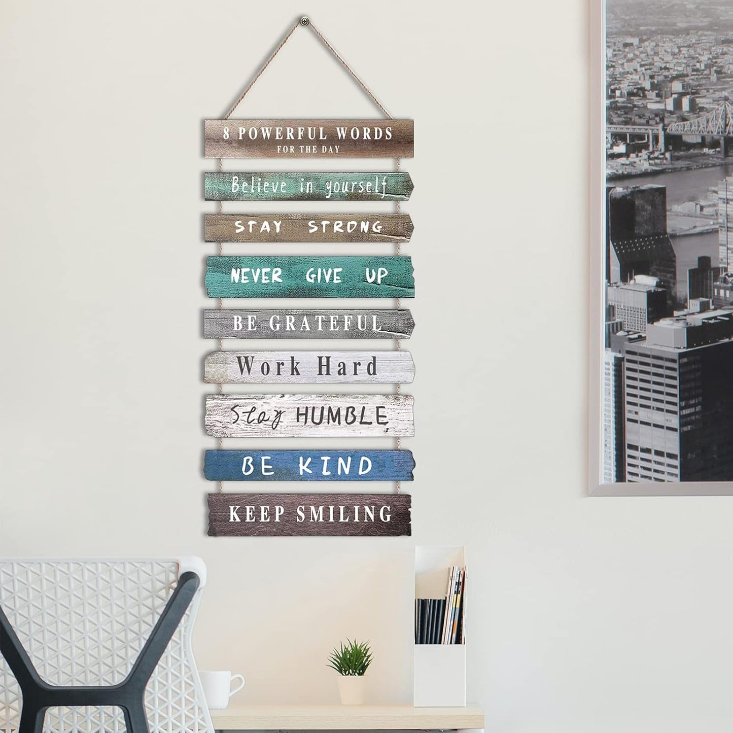 Joyhawk Rustic Inspirational Wall Art Decor, Wooden Hanging Motivational Quotes Wall Art for Home Office, Living Room, Bedroom, Bathroom, Classroom, Gym 12"x24"
