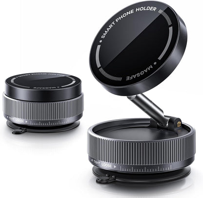 Kupe 360° Adjustable Vacuum Magnetic Suction Car Phone Holder, Swivel Locking Vacuum Phone Mount, Suction Cup Magnetic Cell Phone Holder Compatible with iPhone 16 Pro Max (Black)