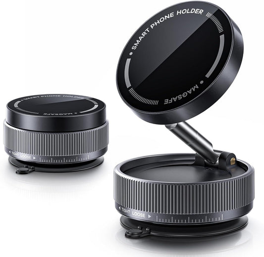 Kupe 360° Adjustable Vacuum Magnetic Suction Car Phone Holder, Swivel Locking Vacuum Phone Mount, Suction Cup Magnetic Cell Phone Holder Compatible with iPhone 16 Pro Max (Black)