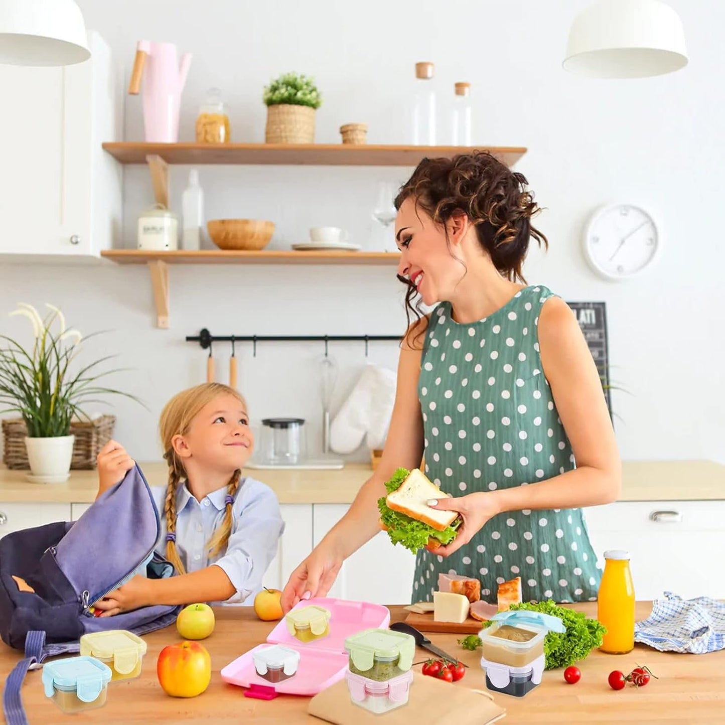 6pcs Salad Dressing Containers to Go Small Plastic Condiment Container with Leak proof Lids 2oz Reusable Mini Food Storage Containers for Lunch Bento Box Picnic Travel