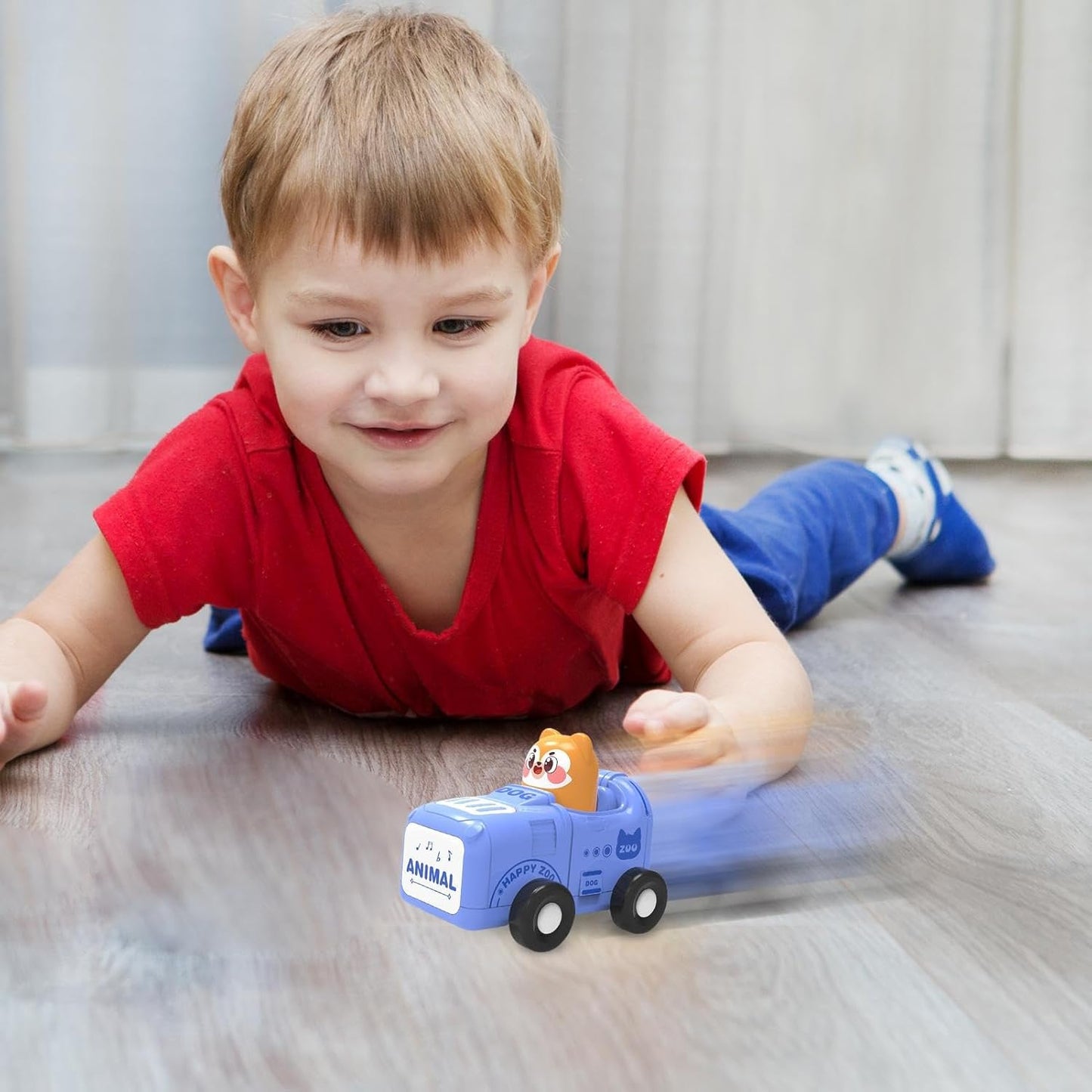 Inertia Animal Car Toys, Push And Go Vehicles, Cartoon Friction Car, Durable Construction, Educational Play Design For Babies Ages 1-3 Indoor Fun, ABS Material, 3.54x2.76x2.95in