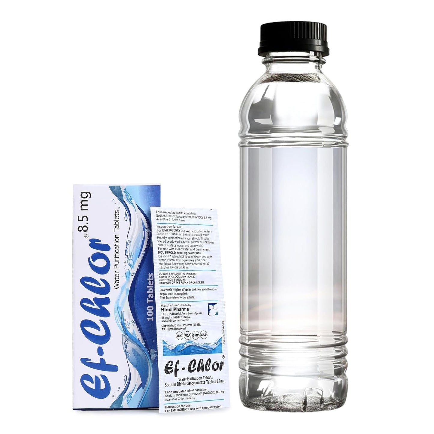 Ef-Chlor 8.5 mg Water Purification Tablets â€“ Treats 1â€“2 litres per Tablet | Essential for Travel, Camping, Hiking & Emergency Kits | Pack of 100 Tablets