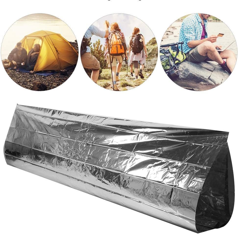 Emergency Foil Blanket, Emergency Tent Blanket Sleeping Bag Outdoor Survival Reflective Shelter Survival Reflective Thermal Blanket for Outdoors, Hiking, Survival