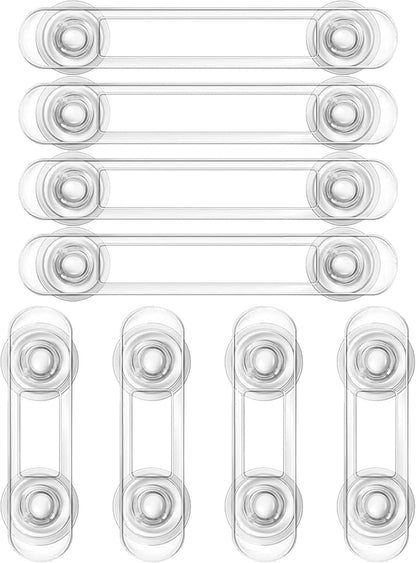 8PCS Child Safety Locks for Cabinets, Transparent Cupboard Door Locks - Easy Install, No Tools Needed - 2 Sizes