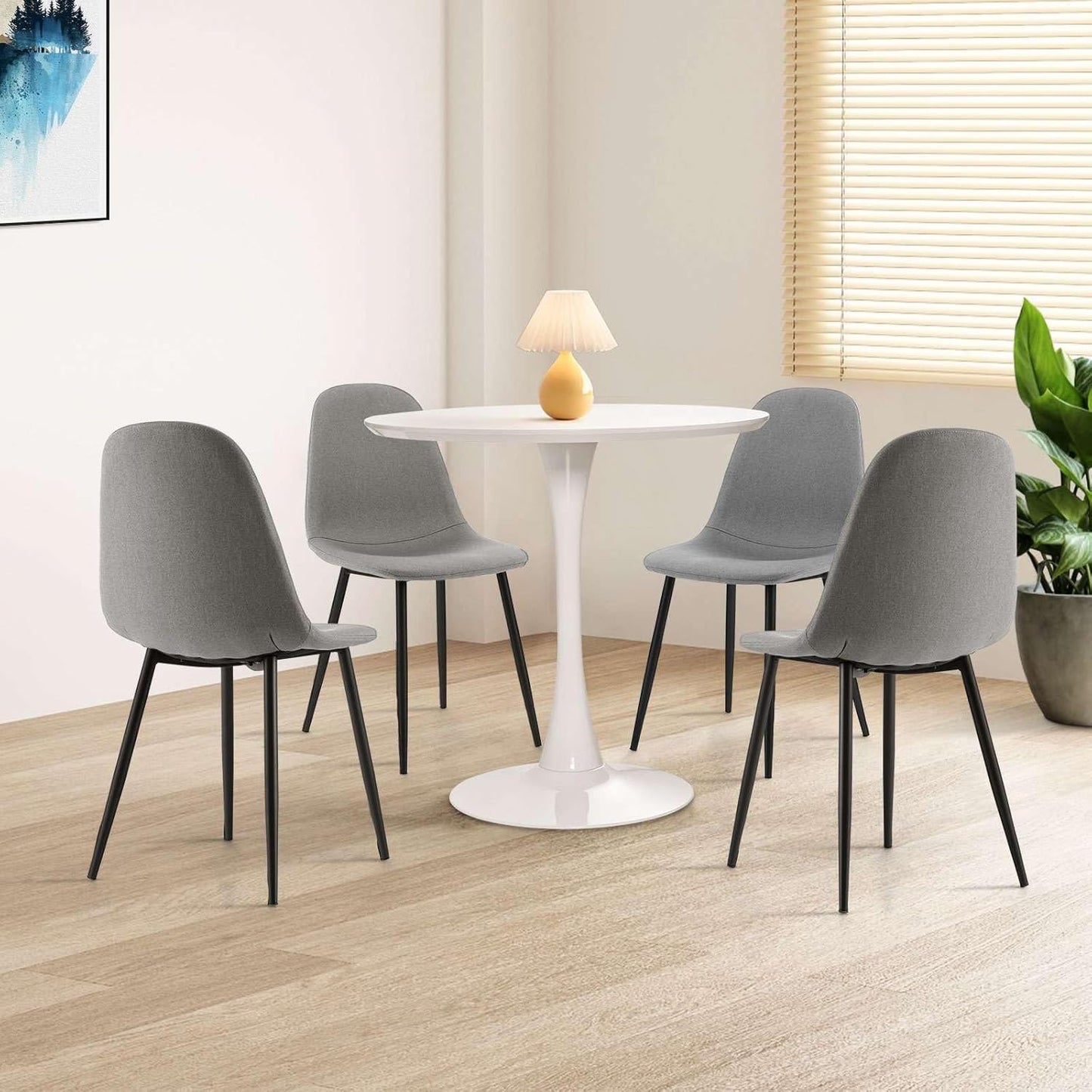 Giantex Round Dining Table, 80 CM Modern Tulip Kitchen Table w/Thickened Tabletop & Sturdy Metal Pedestal, Mid-Century Leisure Table for Small Places Dining Room Living Room Cafe, for 4 People, White