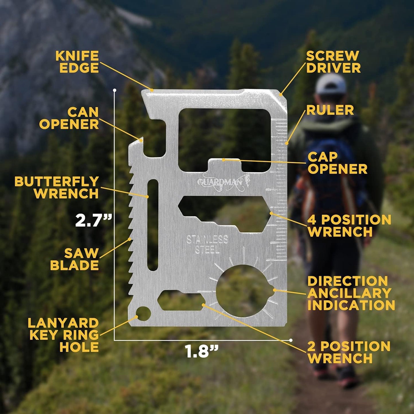 11 in 1 Multi Tool Card Survival Credit Card Tool Fits Perfect in Your Wallet with Knife Blade By Atziloose