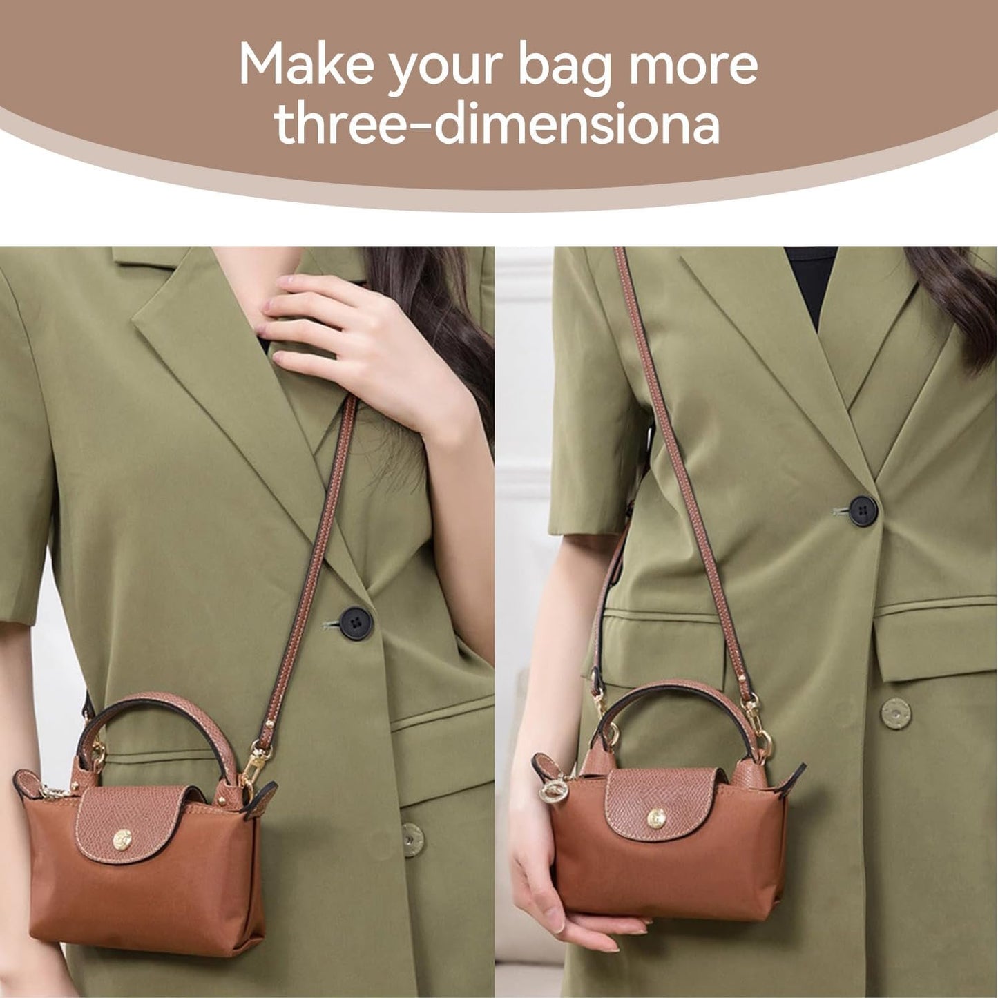 Proxima Direct Purse Bag Organizer Insert for Longchamp Fits Mini Size (Beige)