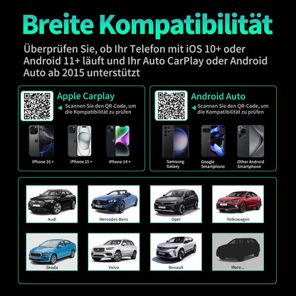 VANBAR Android Car Wireless and Carplay Adapter 2 IN 1, Apple Car Play Wireless Adapter Dongle for iOS, USB-A and USB-C Plug and Play, Suitable for Car with AA and Carplay