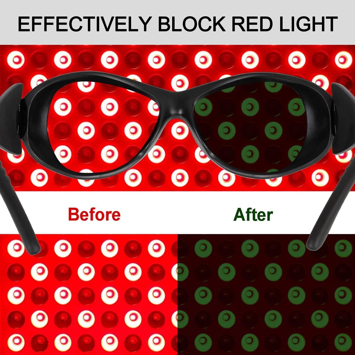 Dubofu Red Light Therapy Glasses, Tanning Glasses for Eye Protection, Medium