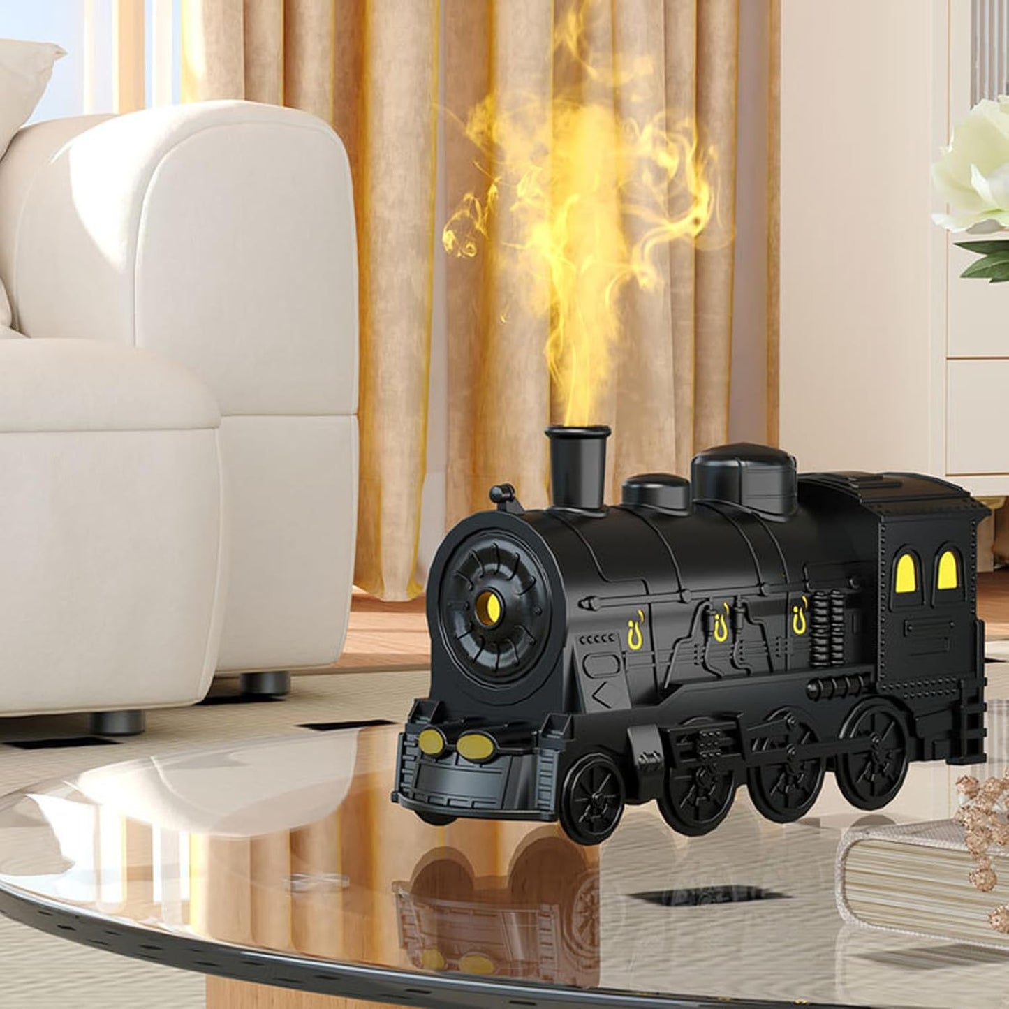 Aromatherapy Diffuser with Colorful Night Light for Bedroom, Essential Oil Diffuser for Home, Train Cool Mist Humidifier, Air Humidifier Diffuser Train Diffuser with Remote Control