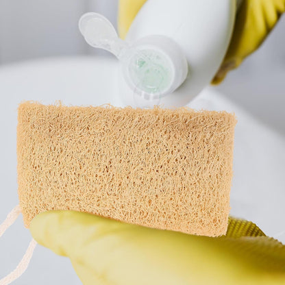 VALICLUD 4Pcs Natural Loofah Scrubber Dish Washing Tool Soft Absorbent Cleaning Sponge for Kitchen Use