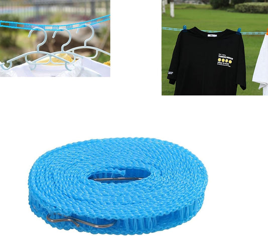 Aeixlum - (5M) Clothesline, Windproof Clothes Drying Rope, Portable Travel Clothesline, Adjustable for Indoor Outdoor Laundry Clothesline, Nylon Clothes Rope, Hanger for Camping Travel Home