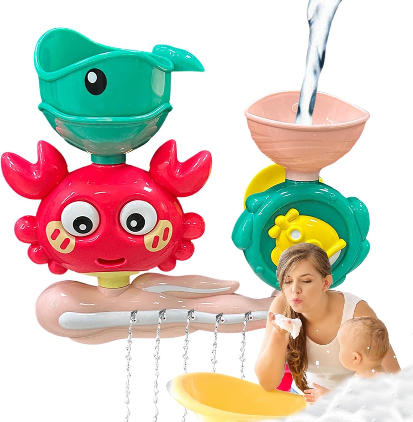 Suction Bath Toys, Shower Water Toys, 8.27x8.07x3.15 Inches Heavy Duty Colorful Multipiece Set, Bathtub Fun Cup Play for Beach, Pool and Entertainment Kids Bathroom