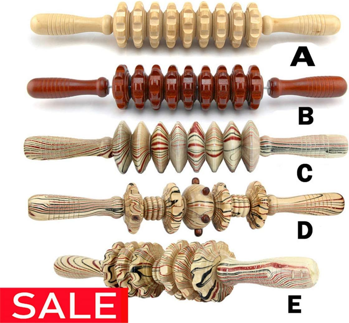 HELLOYOUNG Gym Sports Full Muscle Massager Wood Roller Stick Trigger Point Recovery Tool Deep Relax Gear Massage Stick Other (Wellness & Relaxation) (3)