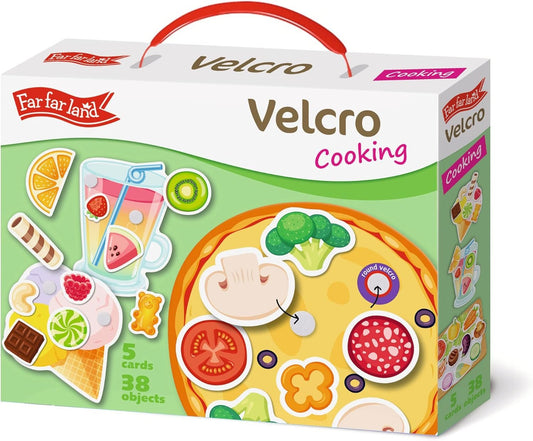 Velcro Cooking Montessori 3D Toddlers Busy Board - Early Learning Preschooler Education 5 Cards 38 Objects Knowledge Develop Travel Toys for Boys and Girls Sensory Toys for Toddlers 1-3 Year Old