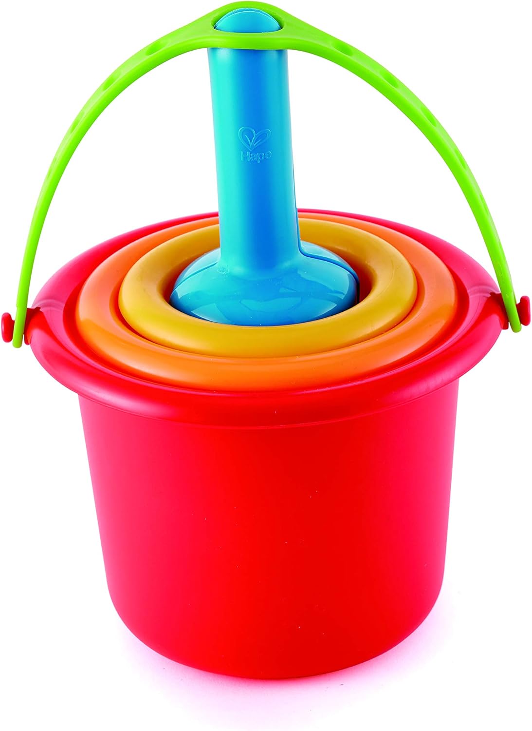 Hape 5-in-1 Kids Beach Toys Set Includes Two Sand Shovels, a Bucket and a Water Scoop |Multicolor | for Kids 18 Months and Older