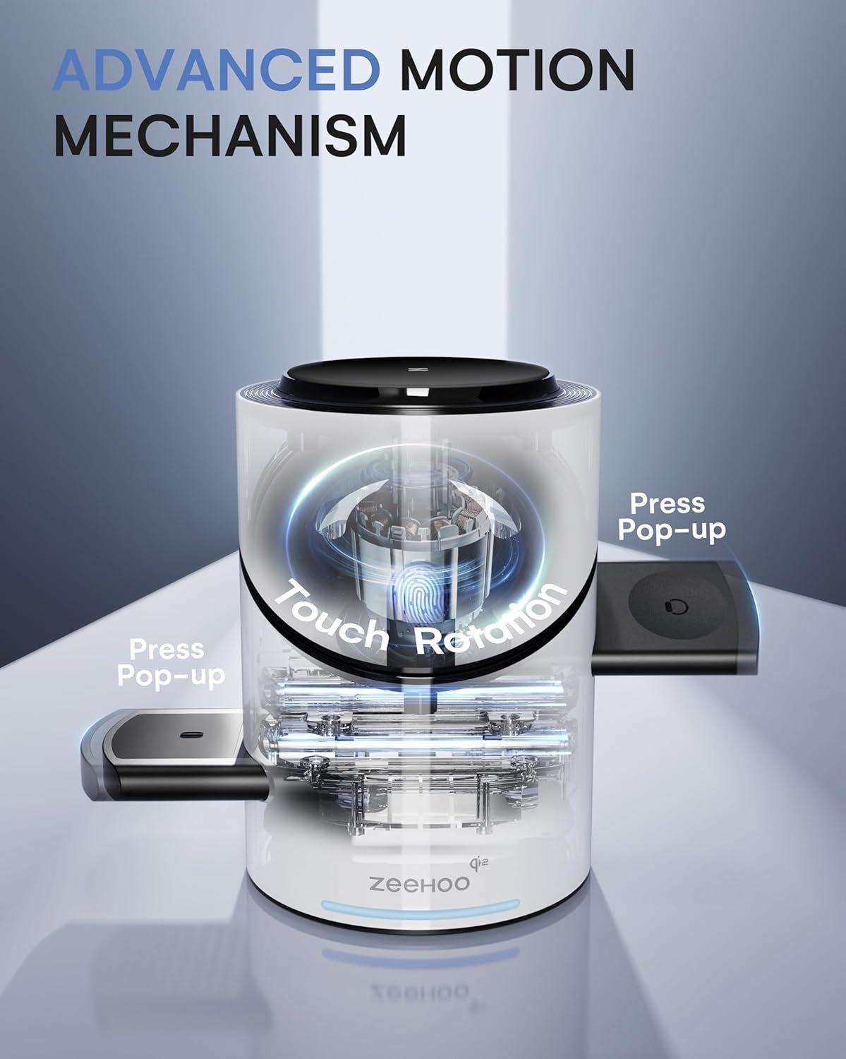 ZEEHOO 3 in 1 Wireless Charging Station Compatible with Magsafe Charger Stand, Qi2 15W Fast Charger Auto-Rotating Multiple for iPhone 16/15/14/13/12, AirPods, iWatch/Ultra