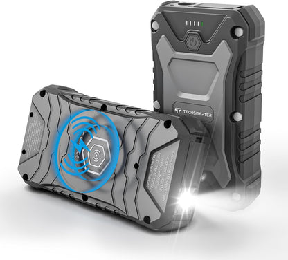 TECHSMARTER Rugged & Waterproof 30000mAh 65W USB-C & 15W Wireless Charging Laptop Portable Charger, Heavy Duty Power Bank for Outdoors, Compatible with iPhone, Galaxy, Android, iPad, MacBook, Laptop