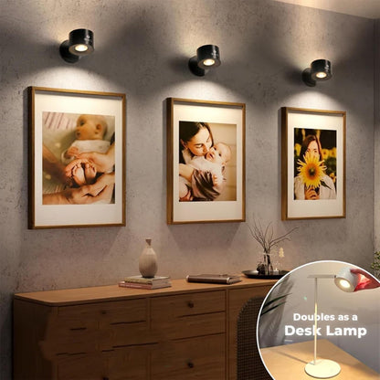 Glowright Lights, Smart+ Halo Lux, Glow Right Lights, Glow Right Indoor Everywhere Light 2.0, 3 Color Temperatures & Dimmable 360° Rotation Wall Lights, 7 Colors Adjustable Wall Light (Black)