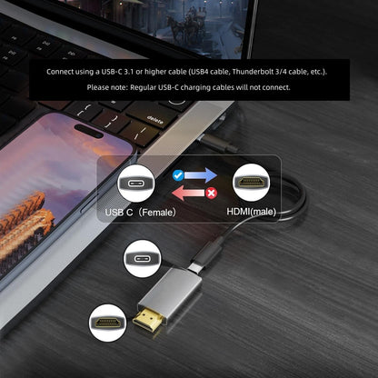 USB C Female to HDMI Male Adapter, 4K@60Hz Uni-Directional USB Type C Source to HDMI 2.0 Display Converter Thunderbolt 3/4 to HDMI for MacBok Pro/Air, Galaxy S8 to S23, Surface - 1 Pack