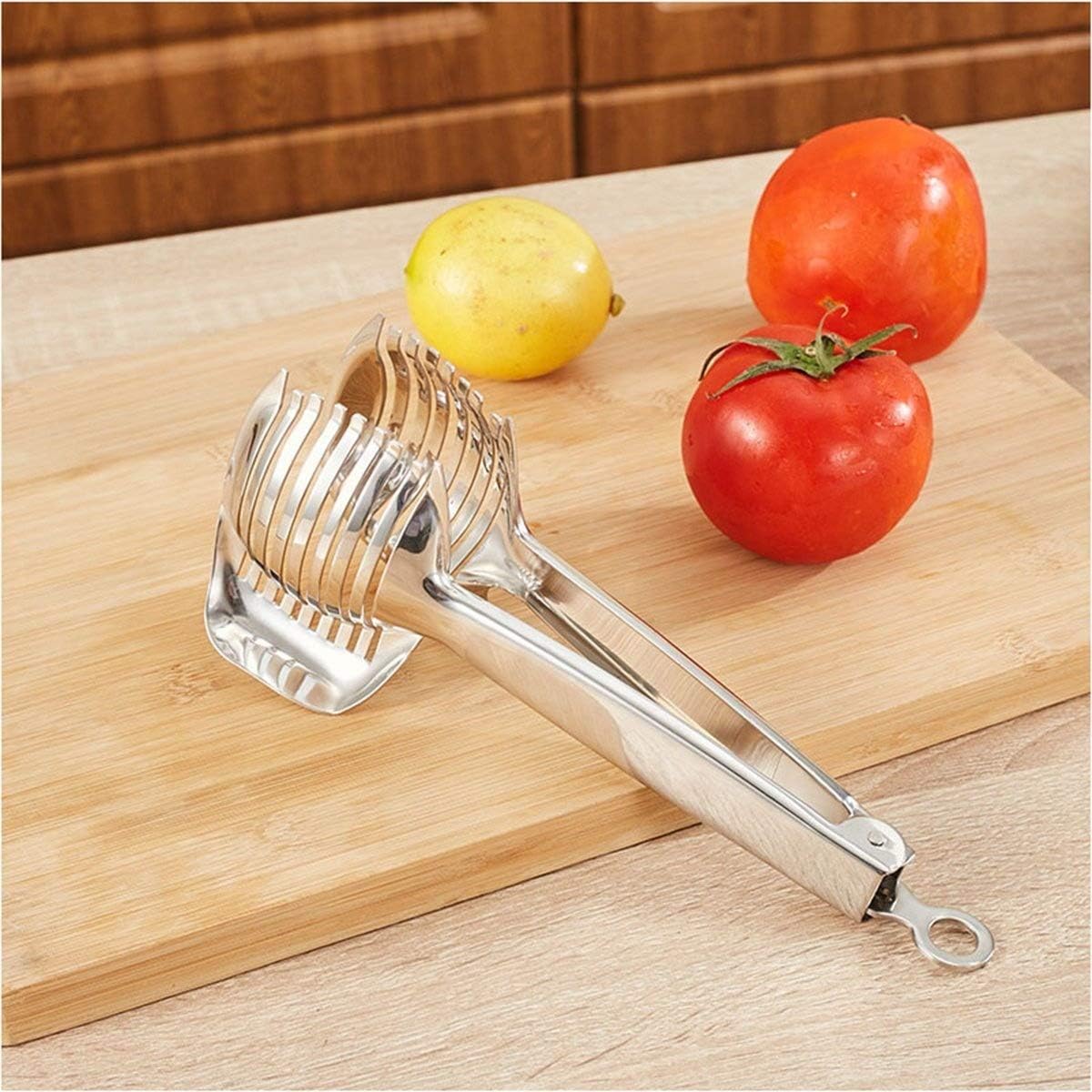 Best Utensils Tomato Slicer Lemon Cutter Multipurpose Handheld Round Fruit Tongs Stainless Steel Onion Holder Easy Slicing Kiwi Fruits & Vegetable Tools Kitchen Cutting Aid Gadgets Tool