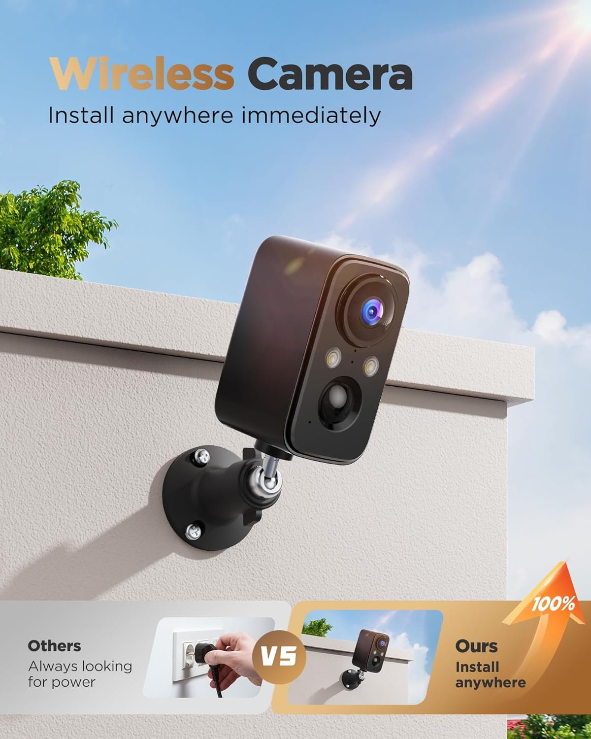 Security Cameras Wireless Outdoor Battery: 2K WiFi Camera Indoor for Home Security System - CCTV Camera Waterproof Night Vision Camaras de Seguridad para Casa Inalambricas