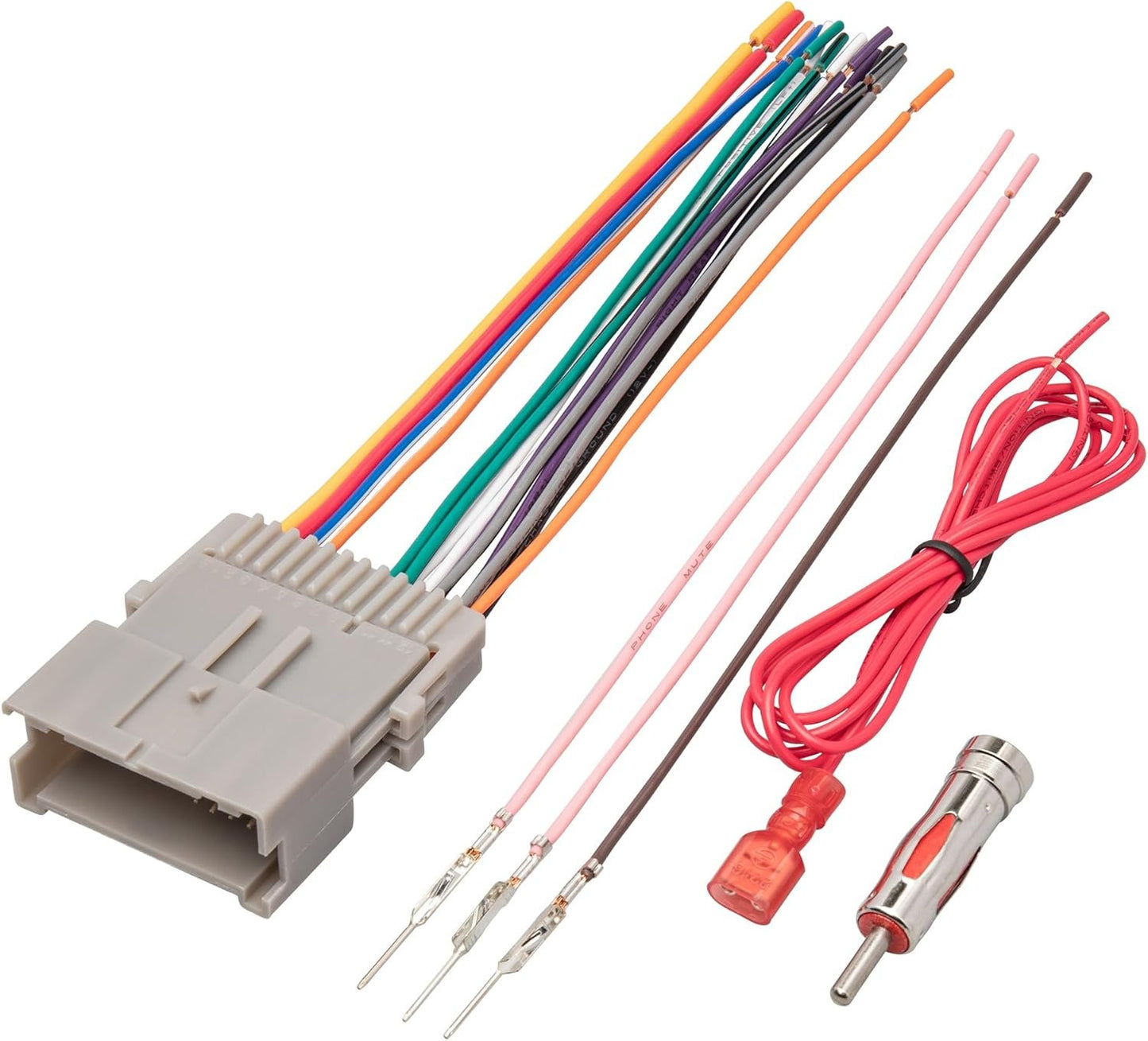 RED Wolf Car Radio Wiring Harness w/Antenna Adapter Compatible with 2002-2008 GM Chevy Silverado Impala GMC Sierra Buick Aftermarket Stereo CD Receiver Wire Cable Aerial Connector Plug