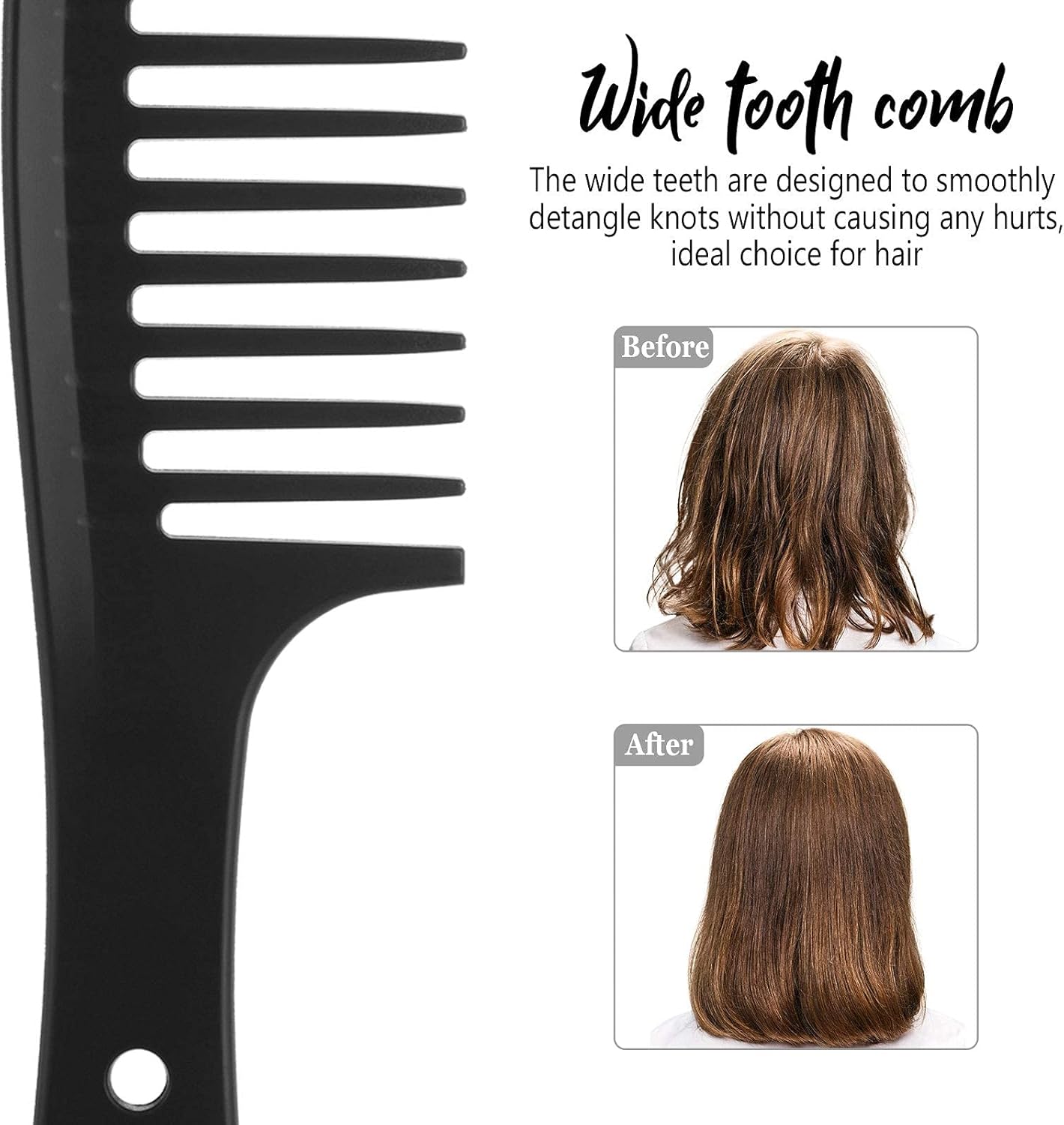 4 Pieces Wide Tooth Detangling Hair Comb Detangling Hair Comb Hair Styling Comb Set, Carbon Fiber Styling Cutting Comb Anti Static Heat Resistant Comb for Women Curly Straight Long Hair, Black