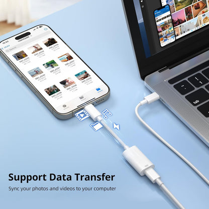 Lighting Female to USB C Adapter (Audio Decoding Cord,Fast Charging,Data) Lighting Wired Headphone Connector Cable for iPhone 15,16,iPad USB-C Accessory