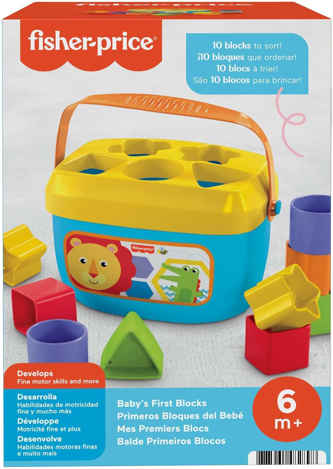 Fisher-Price Stacking Toy Baby’s First Blocks Set of 10 Shapes for Sorting Play for Infants Ages 6+ Months