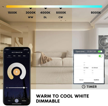 7Pandas Light Bulb Smart Wi-Fi LED Bulb Dimmable Multicolor RGBCW, E27, 60W Equivalent, Compatible with Alexa, Google Assistant, SmartThings, No Hub Required, 4 Pack
