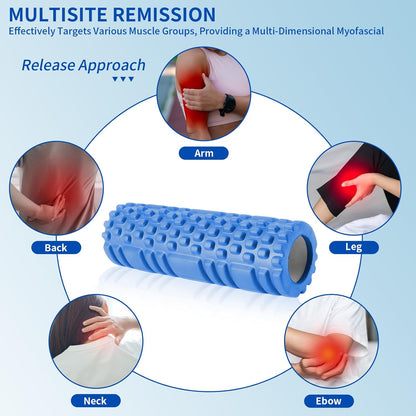 oolong High-Density Foam Roller for Deep Tissue Massage, Muscle Recovery & Myofascial Release – Portable Gym, Yoga, Fitness Therapy Roller for Back, Legs, Shoulders (Blue)