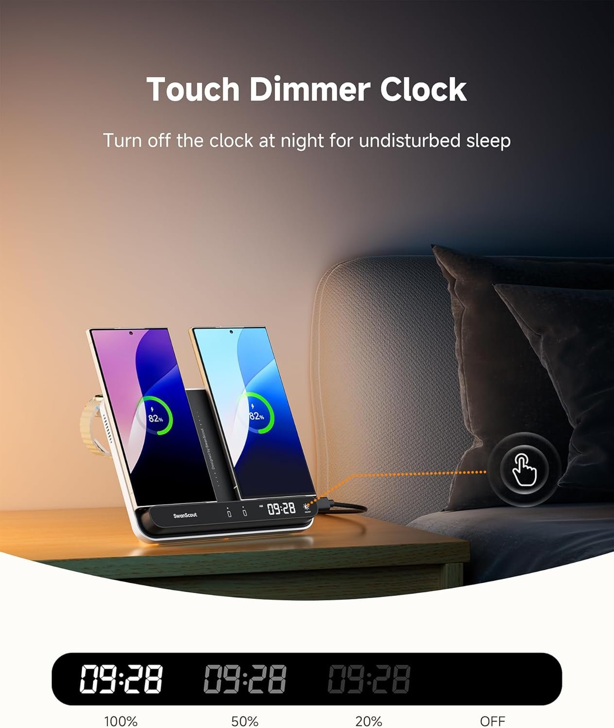 SwanScout Wireless Charger for Samsung, Dual Charging Station for Samsung S25/S24/S23/S22/S21/Z Flip/Z Fold, for Galaxy Watch 7/Ultra/6/5/4/3, SwanScout 710S
