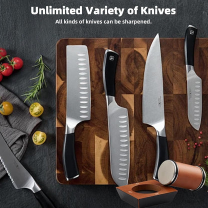 Rolling Knife Sharpener, Multi-Angle Knife Sharpening Tool with Industry Diamonds for Kitchen Knives - Knife Sharpener Kit Offers 15, 20, 18, 22 Degree Sharpening, 4 Angle
