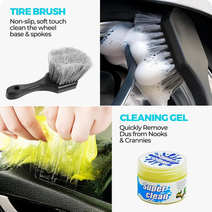 30Pcs Car Detailing Kit, Car Detailing Brush Set, Car Wash Cleaning Kit, Car Dusters Extendable Handle Cleaning Exterior, Car Cleaning Gel, Car Cleaning Tools Kit for Interior, Exterior, Wheels