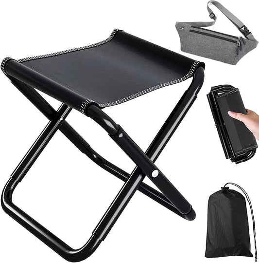 Camping Stool,Portable Folding Stool,Lightweight Collapsible Small Seat Chair with Carry Bag and Mini Fanny Pack,Load Capacity to 100KG,for Outdoor Adults,Travel,Hiking,BBQ, Fishing,Beach