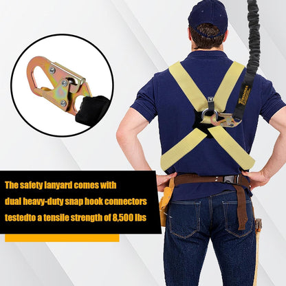 TRSMIMA Safety Harness Lanyard Retractable - Fall Protection Climbing Tree Strap 6 FT Single Leg Internal Shock Absorbing with Dual Snap Hook