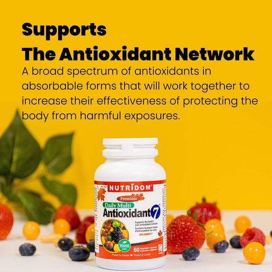 Nutridom Multi Antioxidant Formula – Broad Spectrum Antioxidant Supplement – Contains Coenzyme Q10, NAC, Alpha Lipoic Acid, Beta-Carotene, Vitamin B12, Vitamin B6, Vitamin E, Folate & Selenium - Non-GMO, Gluten Free, Vegetarian Capsules (60 Count)