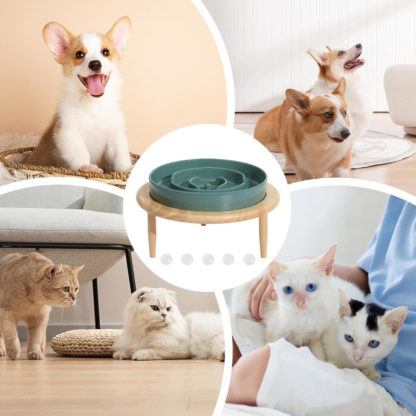 Slow Feeder Ciotola per cani Slow Feeder – Ciotola per cani antiscivolo rialzata in ceramica con base per l'alimentazione – Slow Feeder, lavabile in lavastoviglie, giocattolo multifunzionale per