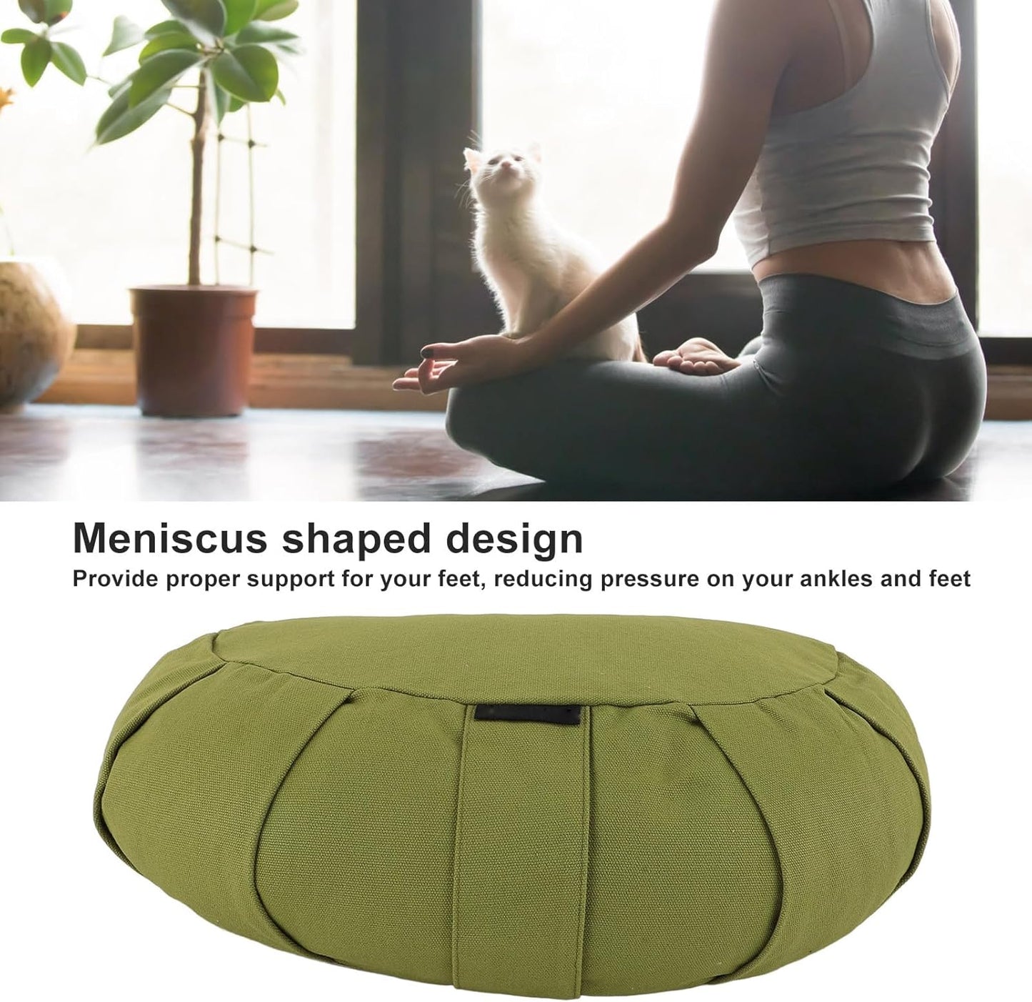 gernie Meditation Cushion, 41 x 24 x 12cm Buckwheat Hulls Filled Cotton Cloth, Multiple Sitting Options for Yoga, Meditation, Floor, Sofa, Window Seat