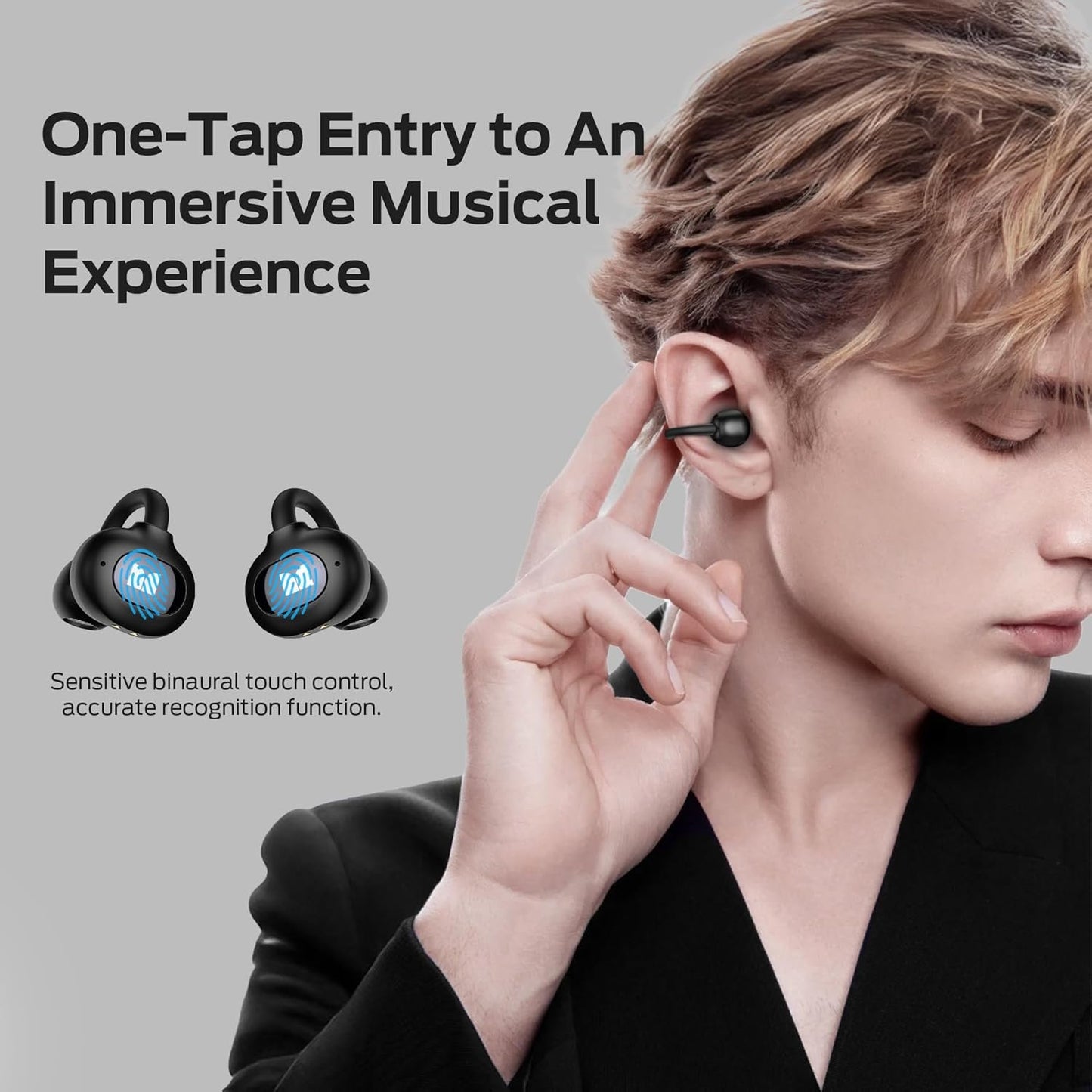 Monster Open Ear AC339 Headphones, Bluetooth 6.0 Earphones Stereo Sound, Open Ear Clip Wireless Earbuds 40 Hours Playback, with Smart Digital Display Design, Touch Control, IPX6 Waterproof